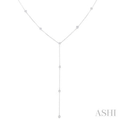 1/3 Ctw Bezel Set Round Cut Diamond Y-Shape Lariat Station Necklace in 14K White Gold 1/3 Ctw Bezel Set Round Cut Diamond Y-Shape Lariat Station Necklace in 14K White Gold