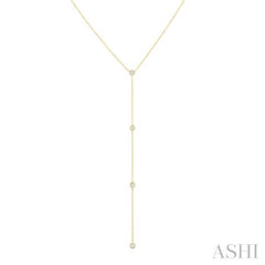 1/6 Ctw Bezel Set 4-Stone Round Cut Diamond Y-Shape Lariat Station Necklace in 14K Yellow Gold 1/6 Ctw Bezel Set 4-Stone Round Cut Diamond Y-Shape Lariat Station Necklace in 14K Yellow Gold