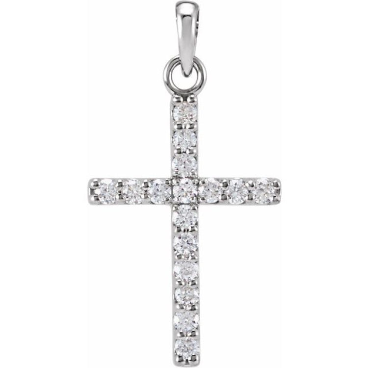 14K White 1/10 CTW Natural Diamond Cross Pendant 14K White 1/10 CTW Natural Diamond Cross Pendant
