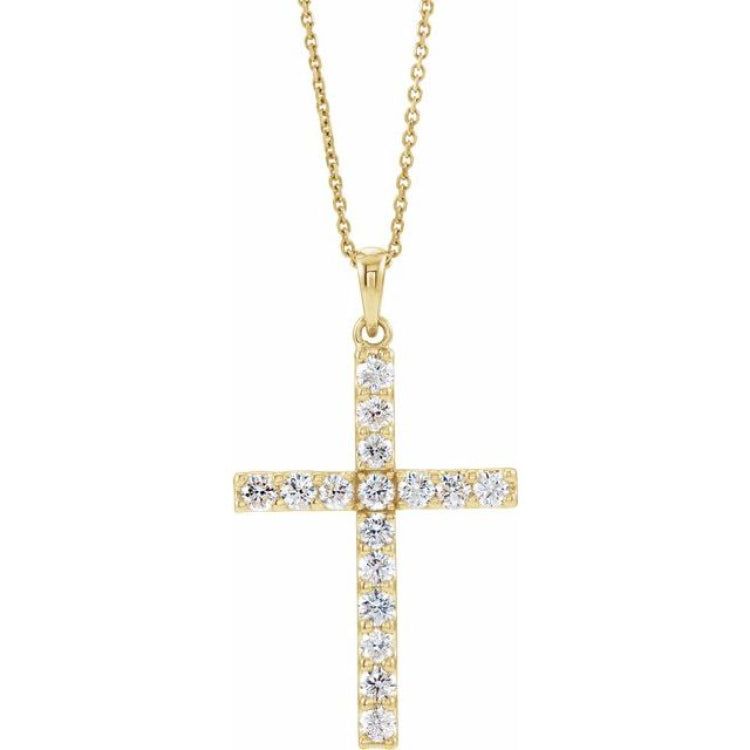 14K Yellow 1/10 CTW Natural Diamond Cross 18" Necklace 14K Yellow 1/10 CTW Natural Diamond Cross 18" Necklace