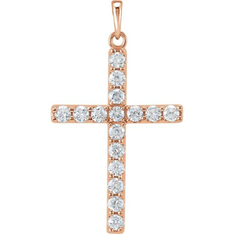 14K Rose 1 CTW Lab-Grown Diamond Cross Pendant 14K Rose 1 CTW Lab-Grown Diamond Cross Pendant