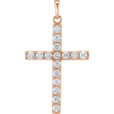14K Rose 1 CTW Lab-Grown Diamond Cross Pendant