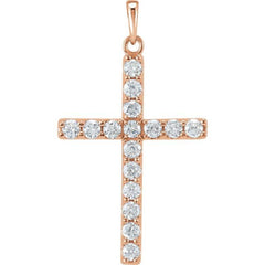 14K Rose 1 CTW Lab-Grown Diamond Cross Pendant 14K Rose 1 CTW Lab-Grown Diamond Cross Pendant