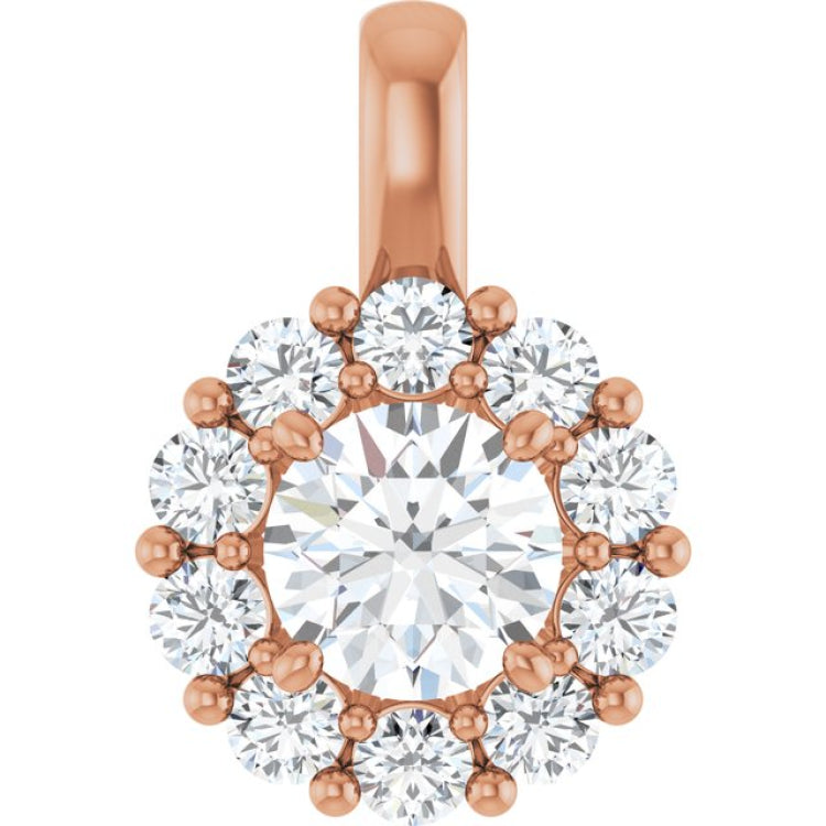 14K Rose 1 CTW Lab-Grown Diamond Halo-Style Pendant 14K Rose 1 CTW Lab-Grown Diamond Halo-Style Pendant