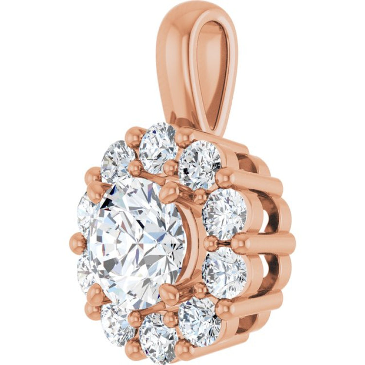 14K Rose 1 CTW Lab-Grown Diamond Halo-Style Pendant 14K Rose 1 CTW Lab-Grown Diamond Halo-Style Pendant