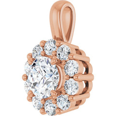 14K Rose 1 CTW Lab-Grown Diamond Halo-Style Pendant 14K Rose 1 CTW Lab-Grown Diamond Halo-Style Pendant