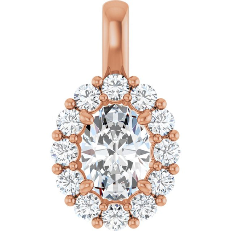 14K Rose 1 1/6 CTW Lab-Grown Diamond Halo-Style Pendant 14K Rose 1 1/6 CTW Lab-Grown Diamond Halo-Style Pendant