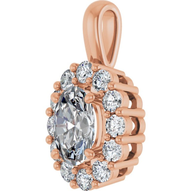 14K Rose 1 1/6 CTW Lab-Grown Diamond Halo-Style Pendant 14K Rose 1 1/6 CTW Lab-Grown Diamond Halo-Style Pendant