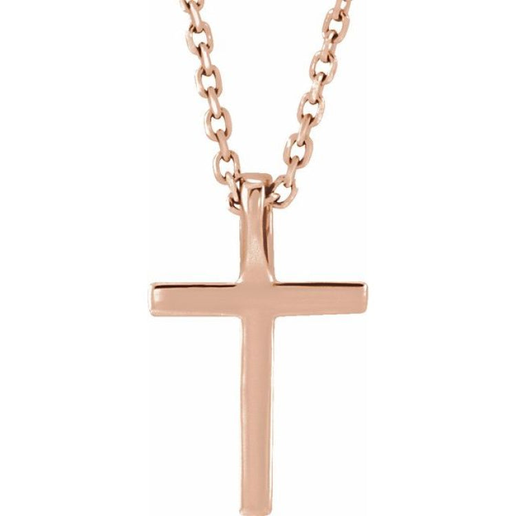 14K Rose .06 CTW Lab-Grown Diamond Petite Cross 16" Necklace 14K Rose .06 CTW Lab-Grown Diamond Petite Cross 16" Necklace