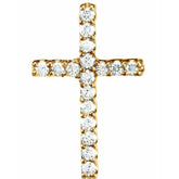 14K Yellow .06 CTW Lab-Grown Diamond Petite Cross Pendant