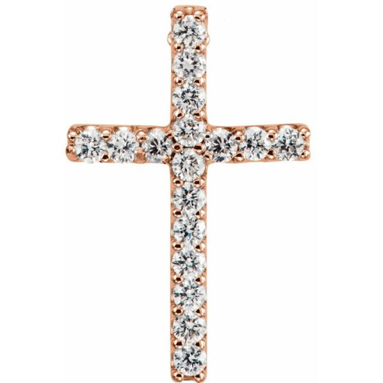 14K Rose .06 CTW Lab-Grown Diamond Petite Cross Pendant 14K Rose .06 CTW Lab-Grown Diamond Petite Cross Pendant