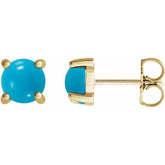 14K Yellow 6 mm Natural Turquoise Earrings