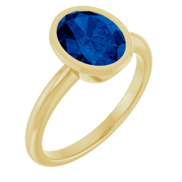 14K Yellow Lab-Grown Blue Sapphire Ring 14K Yellow Lab-Grown Blue Sapphire Ring