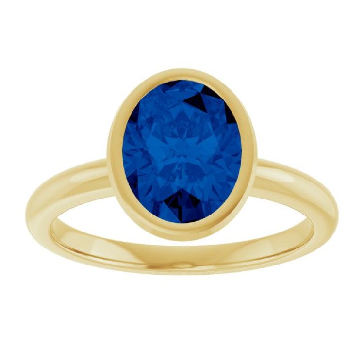 14K Yellow Lab-Grown Blue Sapphire Ring 14K Yellow Lab-Grown Blue Sapphire Ring