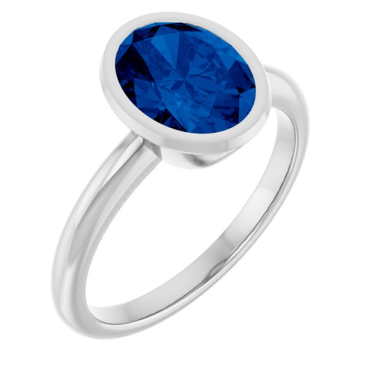 Platinum Lab-Grown Blue Sapphire Ring Platinum Lab-Grown Blue Sapphire Ring