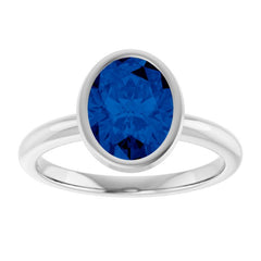 Platinum Lab-Grown Blue Sapphire Ring Platinum Lab-Grown Blue Sapphire Ring