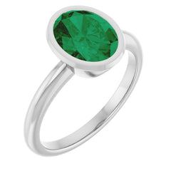 Sterling Silver Lab-Grown Emerald Ring Sterling Silver Lab-Grown Emerald Ring