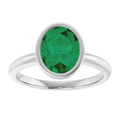 Sterling Silver Lab-Grown Emerald Ring Sterling Silver Lab-Grown Emerald Ring