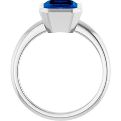 14K White Lab-Grown Blue Sapphire Ring 14K White Lab-Grown Blue Sapphire Ring