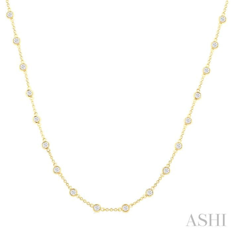 2 Ctw Bezel Set Round Cut Diamond Station Necklace in 14K Yellow Gold 2 Ctw Bezel Set Round Cut Diamond Station Necklace in 14K Yellow Gold