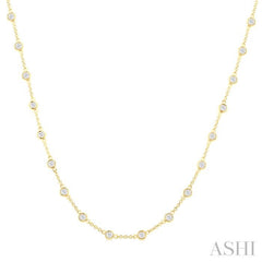 2 Ctw Bezel Set Round Cut Diamond Station Necklace in 14K Yellow Gold 2 Ctw Bezel Set Round Cut Diamond Station Necklace in 14K Yellow Gold