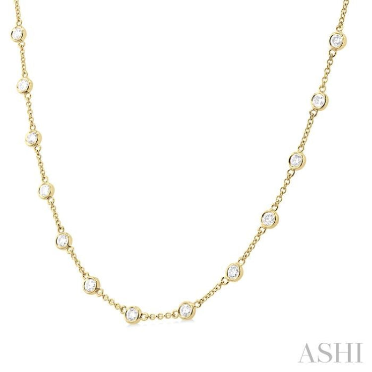 2 Ctw Bezel Set Round Cut Diamond Station Necklace in 14K Yellow Gold 2 Ctw Bezel Set Round Cut Diamond Station Necklace in 14K Yellow Gold