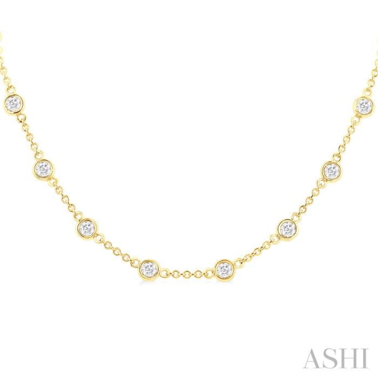 2 Ctw Bezel Set Round Cut Diamond Station Necklace in 14K Yellow Gold 2 Ctw Bezel Set Round Cut Diamond Station Necklace in 14K Yellow Gold