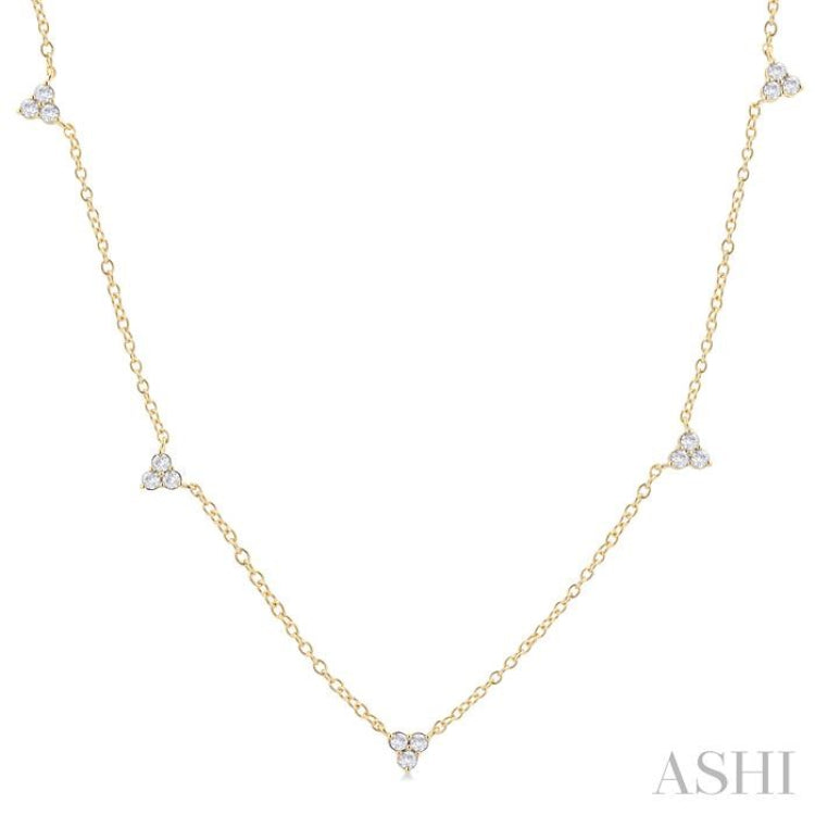1/2 Ctw Trio Round Cut Diamond Station Necklace in 14K Yellow Gold 1/2 Ctw Trio Round Cut Diamond Station Necklace in 14K Yellow Gold