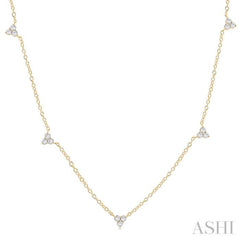 1/2 Ctw Trio Round Cut Diamond Station Necklace in 14K Yellow Gold 1/2 Ctw Trio Round Cut Diamond Station Necklace in 14K Yellow Gold