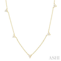 1/2 Ctw Trio Round Cut Diamond Station Necklace in 14K Yellow Gold 1/2 Ctw Trio Round Cut Diamond Station Necklace in 14K Yellow Gold