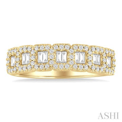 1/2 Ctw Interlocked Octagonal Shape Motif Fusion Baguette and Round Cut Diamond Fashion Band in 14K Yellow Gold 1/2 Ctw Interlocked Octagonal Shape Motif Fusion Baguette and Round Cut Diamond Fashion Band in 14K Yellow Gold