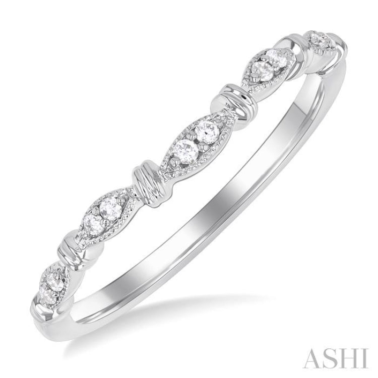1/20 ctw Marquise Link Round Cut Diamond Wedding Band in 14K White Gold 1/20 ctw Marquise Link Round Cut Diamond Wedding Band in 14K White Gold
