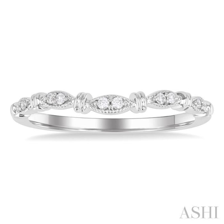 1/20 ctw Marquise Link Round Cut Diamond Wedding Band in 14K White Gold 1/20 ctw Marquise Link Round Cut Diamond Wedding Band in 14K White Gold
