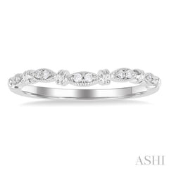 1/20 ctw Marquise Link Round Cut Diamond Wedding Band in 14K White Gold 1/20 ctw Marquise Link Round Cut Diamond Wedding Band in 14K White Gold