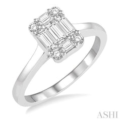 1/2 Ctw Baguette and Round Cut Fusion Diamond Engagement Ring in 14K White Gold 1/2 Ctw Baguette and Round Cut Fusion Diamond Engagement Ring in 14K White Gold