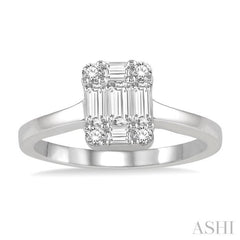 1/2 Ctw Baguette and Round Cut Fusion Diamond Engagement Ring in 14K White Gold 1/2 Ctw Baguette and Round Cut Fusion Diamond Engagement Ring in 14K White Gold