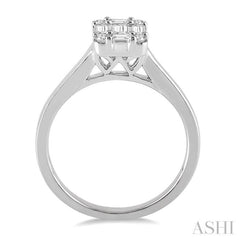 1/2 Ctw Baguette and Round Cut Fusion Diamond Engagement Ring in 14K White Gold 1/2 Ctw Baguette and Round Cut Fusion Diamond Engagement Ring in 14K White Gold