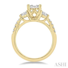 3/4 ctw Emerald Shape Baguette, Pear and Round Cut Diamond Fusion Engagement Ring in 14K Yellow and White Gold 3/4 ctw Emerald Shape Baguette, Pear and Round Cut Diamond Fusion Engagement Ring in 14K Yellow and White Gold