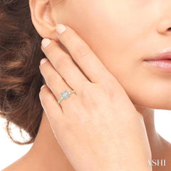 3/4 ctw Emerald Shape Baguette, Pear and Round Cut Diamond Fusion Engagement Ring in 14K Yellow and White Gold 3/4 ctw Emerald Shape Baguette, Pear and Round Cut Diamond Fusion Engagement Ring in 14K Yellow and White Gold