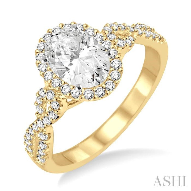 1/2 Ctw Oval Cut Diamond Ladies Engagement Ring with 1/3 Ct Oval Cut Center Stone in 14K Yellow and White Gold 1/2 Ctw Oval Cut Diamond Ladies Engagement Ring with 1/3 Ct Oval Cut Center Stone in 14K Yellow and White Gold