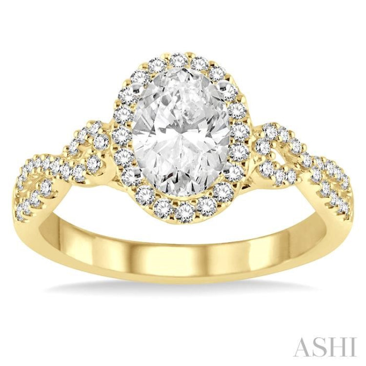 1/2 Ctw Oval Cut Diamond Ladies Engagement Ring with 1/3 Ct Oval Cut Center Stone in 14K Yellow and White Gold 1/2 Ctw Oval Cut Diamond Ladies Engagement Ring with 1/3 Ct Oval Cut Center Stone in 14K Yellow and White Gold
