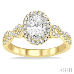 1/2 Ctw Oval Cut Diamond Ladies Engagement Ring with 1/3 Ct Oval Cut Center Stone in 14K Yellow and White Gold 1/2 Ctw Oval Cut Diamond Ladies Engagement Ring with 1/3 Ct Oval Cut Center Stone in 14K Yellow and White Gold
