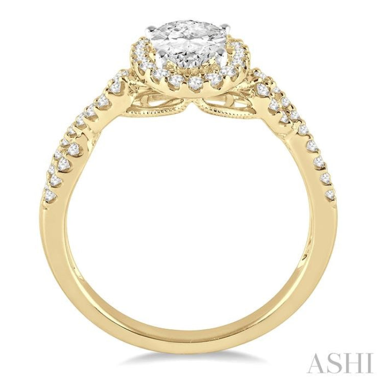 1/2 Ctw Oval Cut Diamond Ladies Engagement Ring with 1/3 Ct Oval Cut Center Stone in 14K Yellow and White Gold 1/2 Ctw Oval Cut Diamond Ladies Engagement Ring with 1/3 Ct Oval Cut Center Stone in 14K Yellow and White Gold