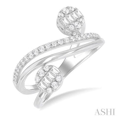 1/2 Ctw Bypass Fusion Baguette and Round Cut Diamond Fashion Open Wrap Ring in 14K White Gold 1/2 Ctw Bypass Fusion Baguette and Round Cut Diamond Fashion Open Wrap Ring in 14K White Gold