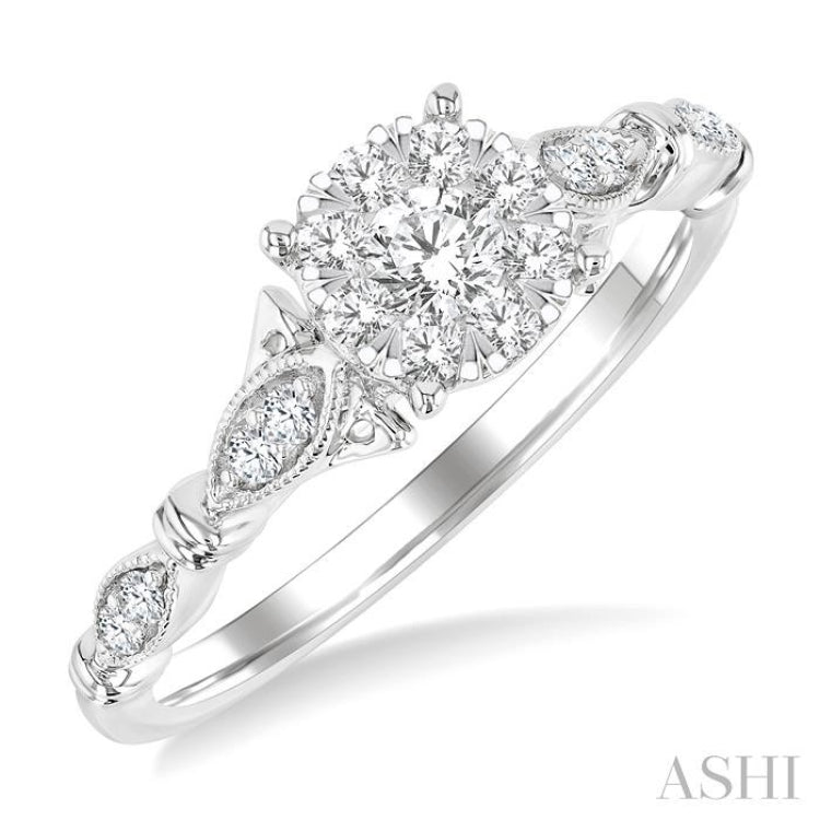 3/8 Ctw Round Lovebright Diamond Engagement Ring in 14K White Gold 3/8 Ctw Round Lovebright Diamond Engagement Ring in 14K White Gold