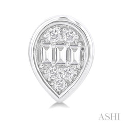 1/5 Ctw Petite Bezel Set Pear Shape Fusion Baguette and Round Cut Diamond Fashion Stud Earring in 10K White Gold 1/5 Ctw Petite Bezel Set Pear Shape Fusion Baguette and Round Cut Diamond Fashion Stud Earring in 10K White Gold