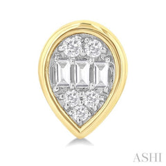 1/5 Ctw Petite Bezel Set Pear Shape Fusion Baguette and Round Cut Diamond Fashion Stud Earring in 10K Yellow Gold 1/5 Ctw Petite Bezel Set Pear Shape Fusion Baguette and Round Cut Diamond Fashion Stud Earring in 10K Yellow Gold