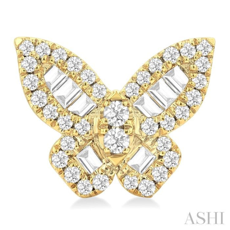 1/2 Ctw Butterfly Petite Baguette and Round Cut Diamond Butterfly Petite Fashion Stud Earring in 14K Yellow Gold 1/2 Ctw Butterfly Petite Baguette and Round Cut Diamond Butterfly Petite Fashion Stud Earring in 14K Yellow Gold