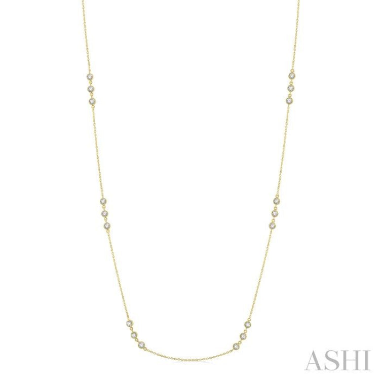 1 Ctw Round Cut Diamond Station Necklace in 14K Yellow Gold 1 Ctw Round Cut Diamond Station Necklace in 14K Yellow Gold