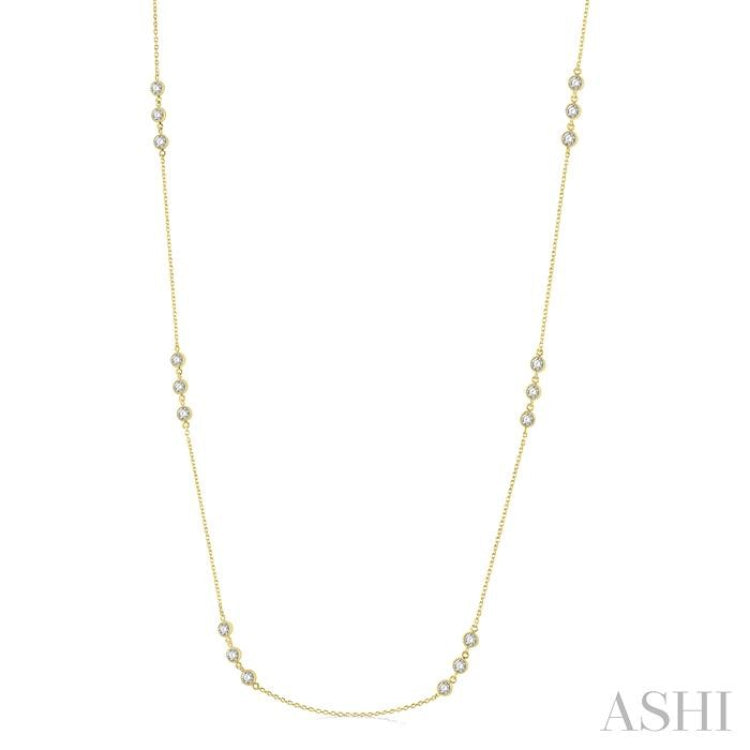 1 Ctw Round Cut Diamond Station Necklace in 14K Yellow Gold 1 Ctw Round Cut Diamond Station Necklace in 14K Yellow Gold